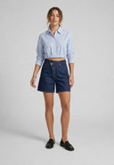 Pinstripe Pleated Button Up Top