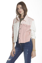 Load image into Gallery viewer, Color Block Denim Jacket - Pink/White

