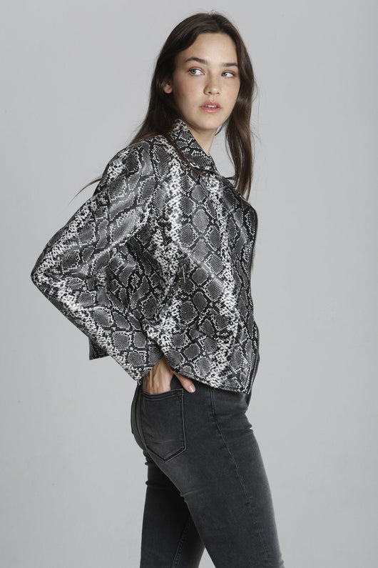 PU Moto Jacket - Snake Skin