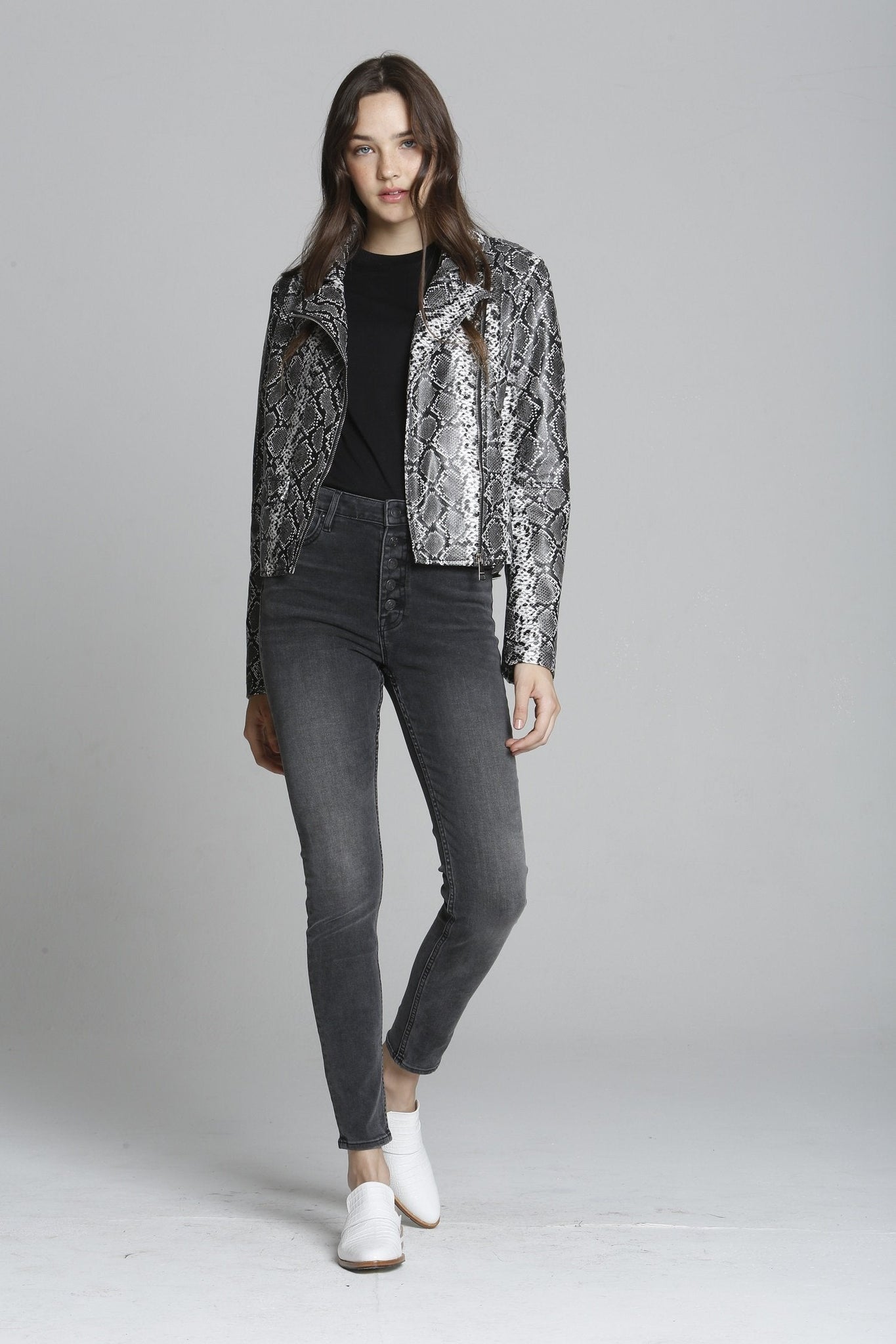 Load image into Gallery viewer, PU Moto Jacket - Snake Skin
