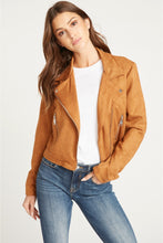 Load image into Gallery viewer, FAUX SUEDE MOTO JACKET - CAMEL
