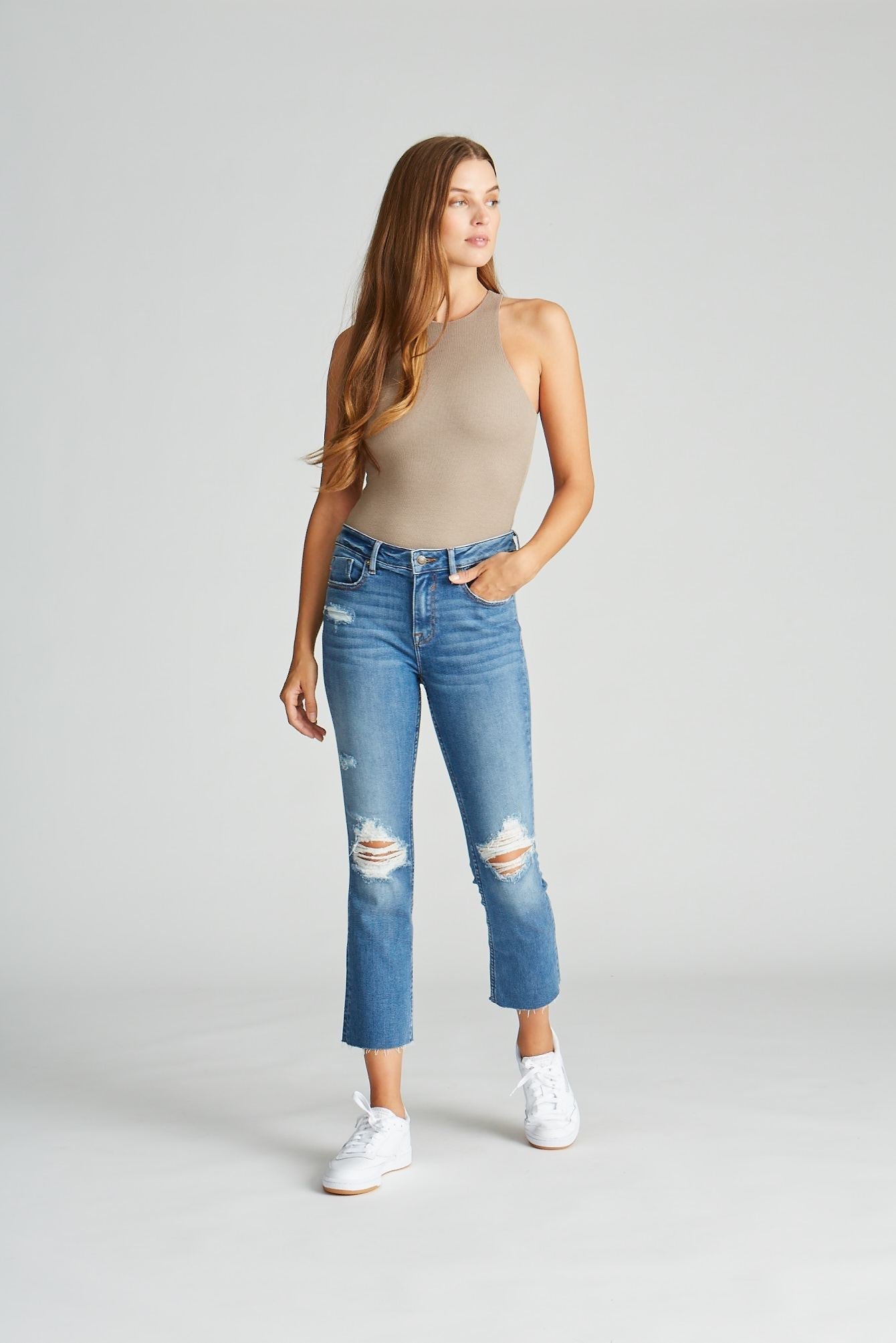 Stevie Crop Straight - Dark Destructed