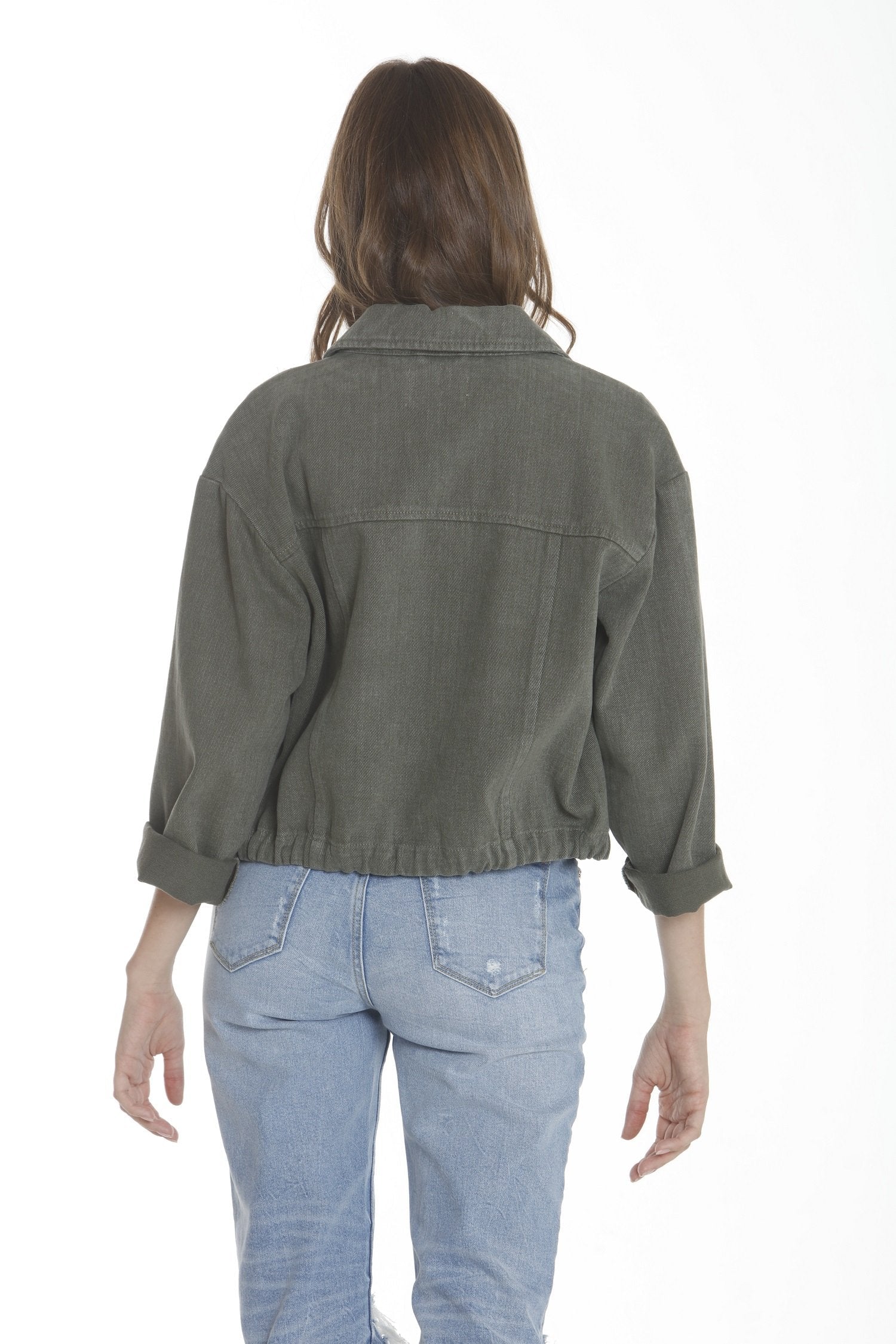 Twill Crop Jacket - Olive