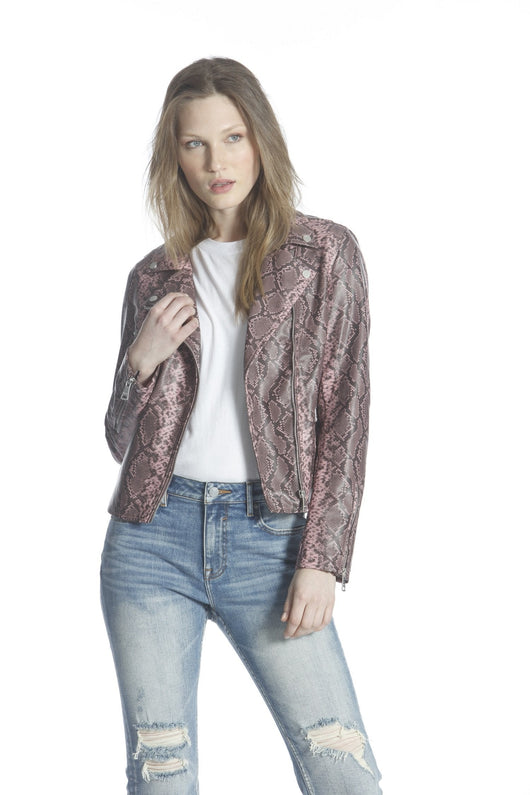 Snake Skin PU Jacket - Pink