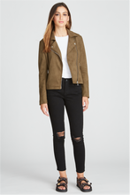 Load image into Gallery viewer, FAUX SUEDE MOTO JACKET - OLIVE

