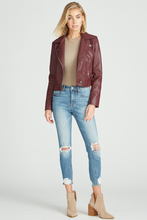 Load image into Gallery viewer, FAUX LEATHER MOTO JACKET - MAROON
