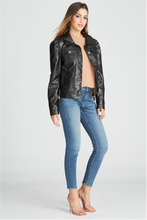 Load image into Gallery viewer, FAUX LEATHER PUFF SLEEVE TRUCKER JACKET - BLACK
