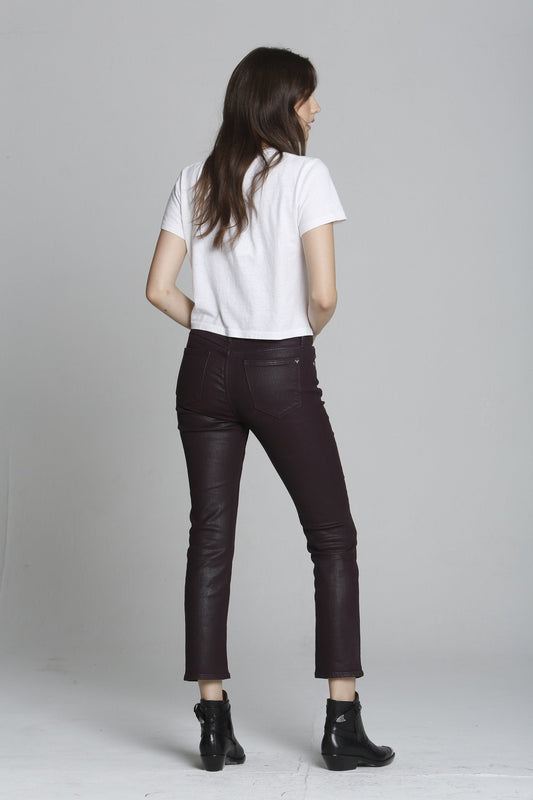 Stevie Crop Straight - Burgundy Coated