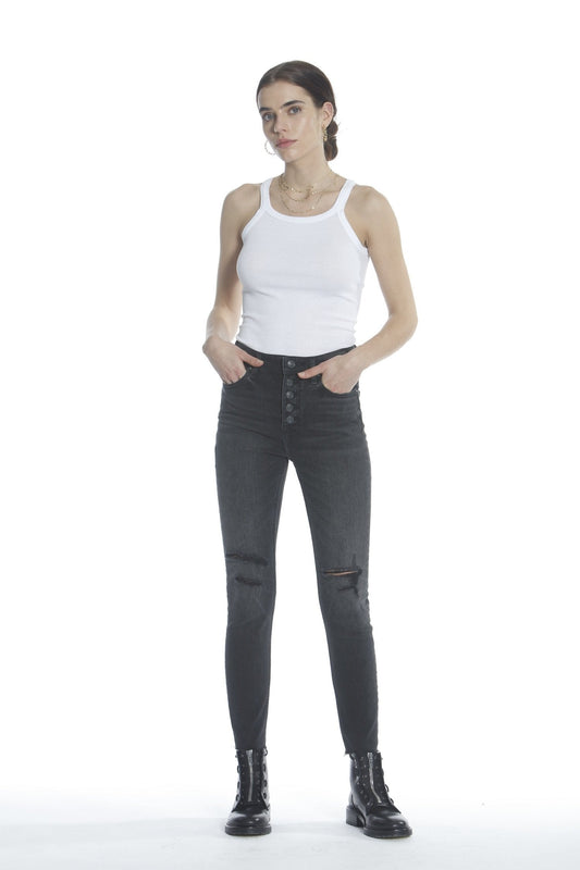 Ace High Rise Skinny - Washed Black