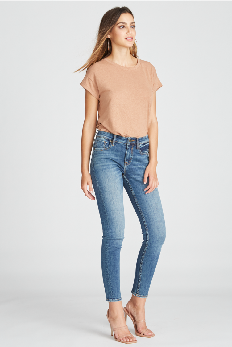 Load image into Gallery viewer, Marley Mid Rise Skinny - Destructed Medium Wash
