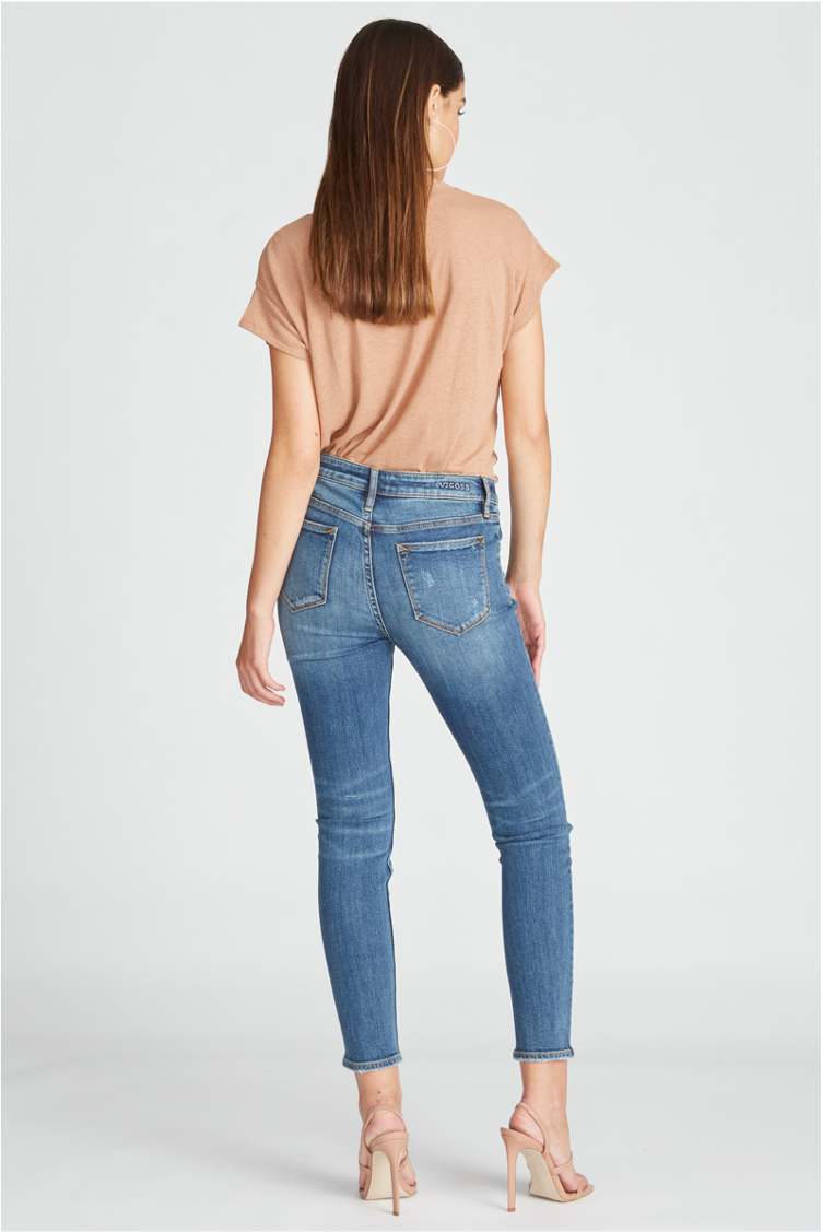 Load image into Gallery viewer, Marley Mid Rise Skinny - Destructed Medium Wash
