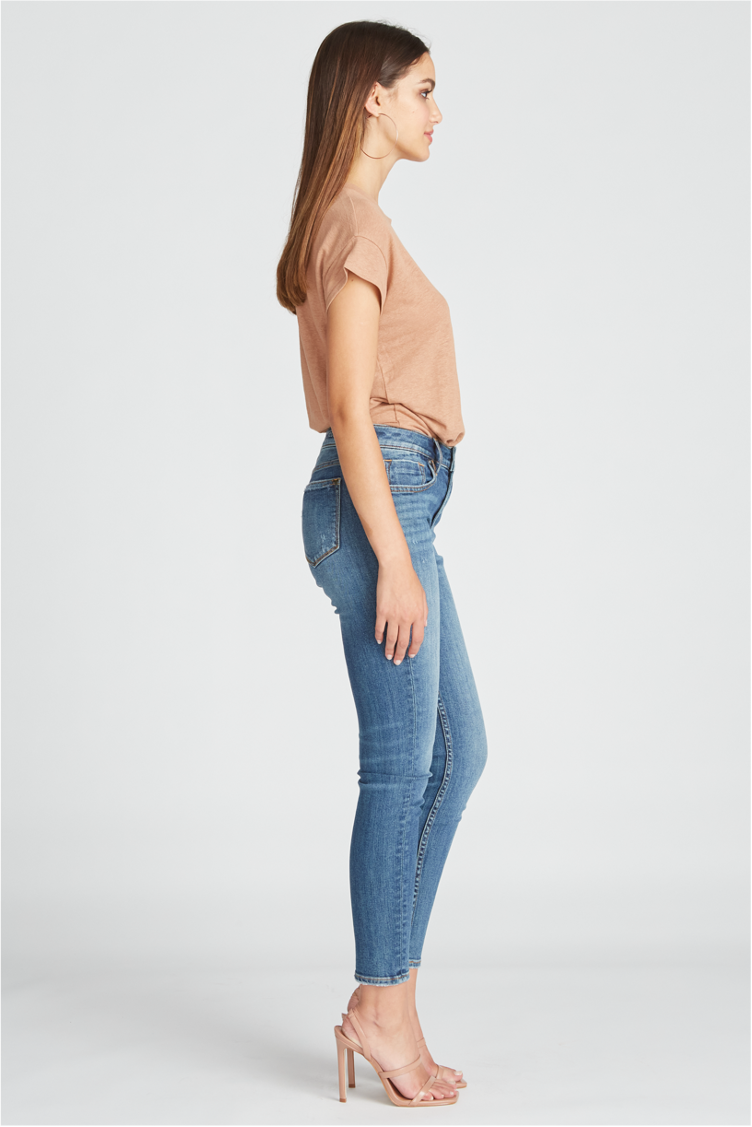 Load image into Gallery viewer, Marley Mid Rise Skinny - Destructed Medium Wash
