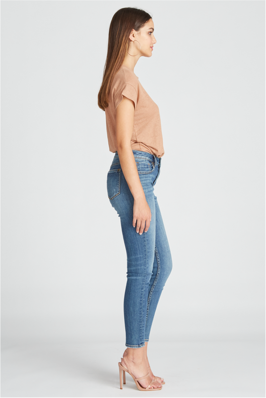 Marley Mid Rise Skinny - Destructed Medium Wash