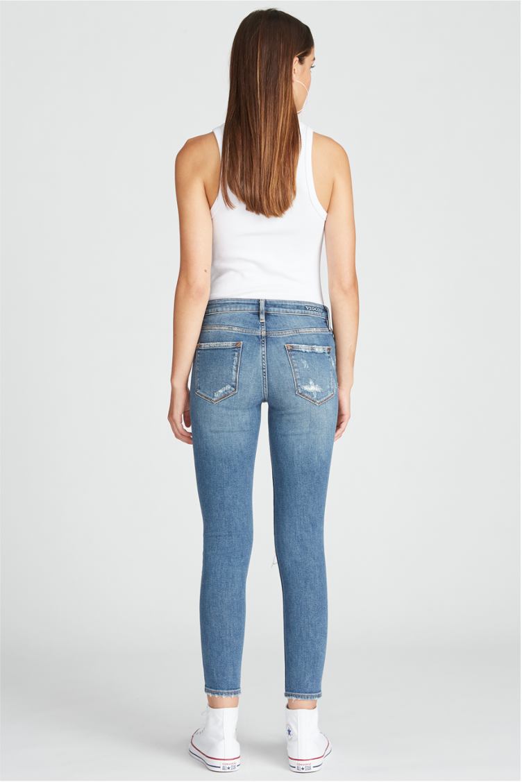 Load image into Gallery viewer, Marley Mid Rise Skinny - Destructed Medium Wash
