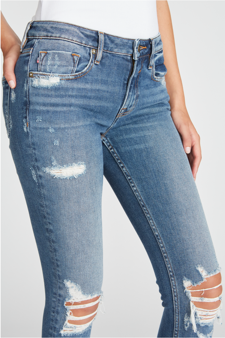 Load image into Gallery viewer, Marley Mid Rise Skinny - Destructed Medium Wash
