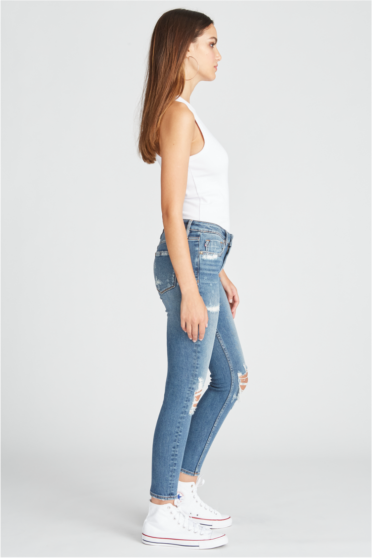 Load image into Gallery viewer, Marley Mid Rise Skinny - Destructed Medium Wash
