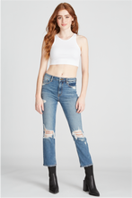 Load image into Gallery viewer, STEVIE CROP STRAIGHT- DESTRUCTED MEDIUM WASH
