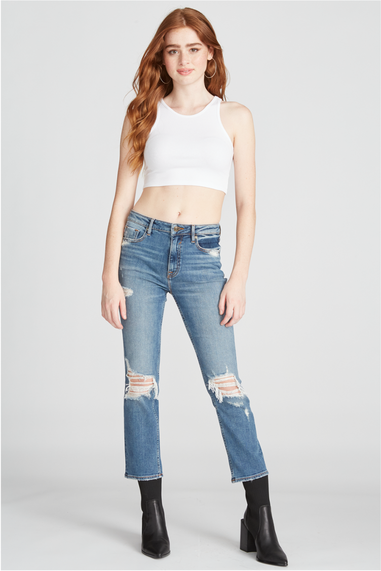 STEVIE CROP STRAIGHT- DESTRUCTED MEDIUM WASH