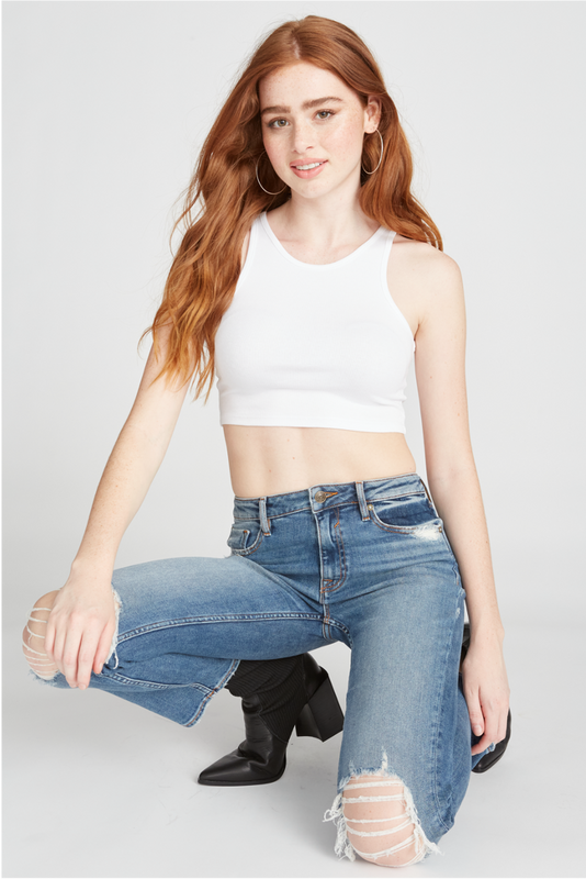 STEVIE CROP STRAIGHT- DESTRUCTED MEDIUM WASH