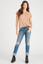 Load image into Gallery viewer, MARLEY MIDRISE STRAIGHT CUFFED - DESTRUCTED MEDIUM WASH
