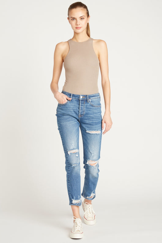 FRANKIE HIGH RISE SLIM STRAIGHT LEG - MEDIUM WASH