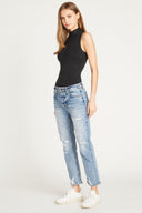STEVIE CROP STRAIGHT LEG - MEDIUM WASH