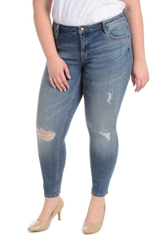 Jagger Destructed Skinny [Plus Size] - Med Wash