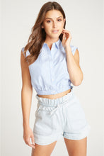 Load image into Gallery viewer, STRIPED CROPPED BUTTON DOWN-STRIPE
