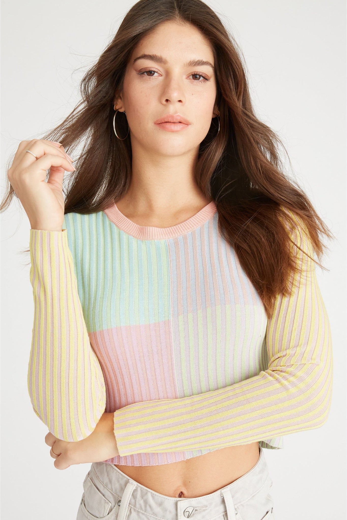 Load image into Gallery viewer, LONG SLEEVE COLORBLOCKED RIBBED SWEATER
