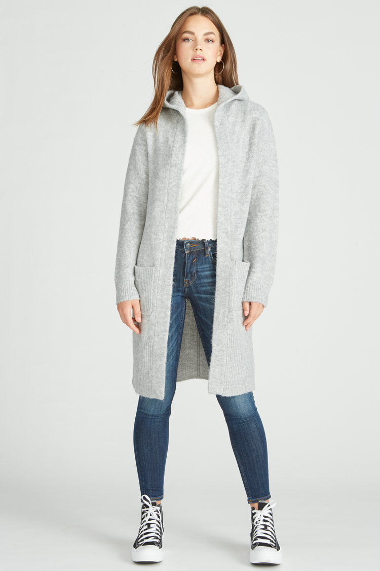 Load image into Gallery viewer, HOODED SWEATER CARDIGAN - GREY
