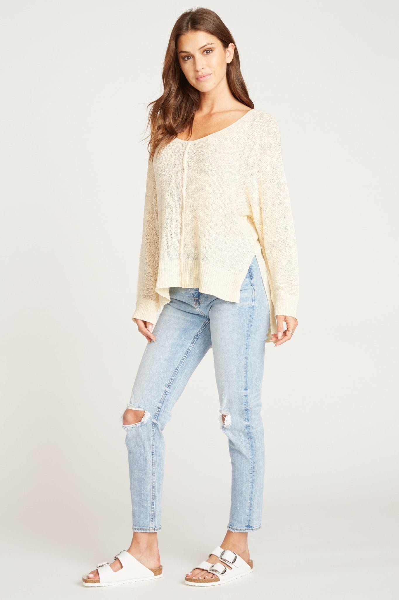 Load image into Gallery viewer, OVERSIZED HIGHLOW SWEATER-BEIGE
