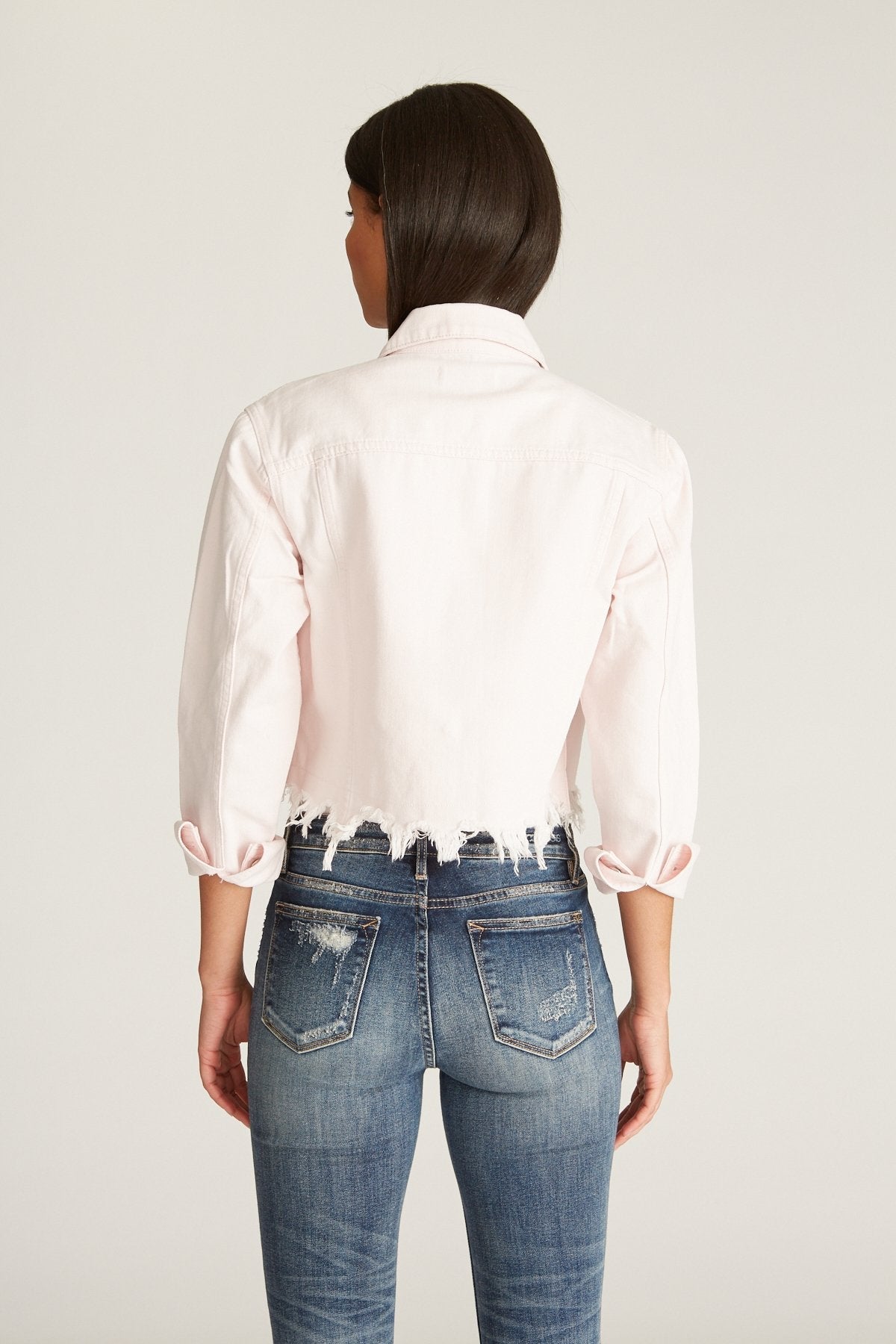Load image into Gallery viewer, Crop Denim Jacket - Blush
