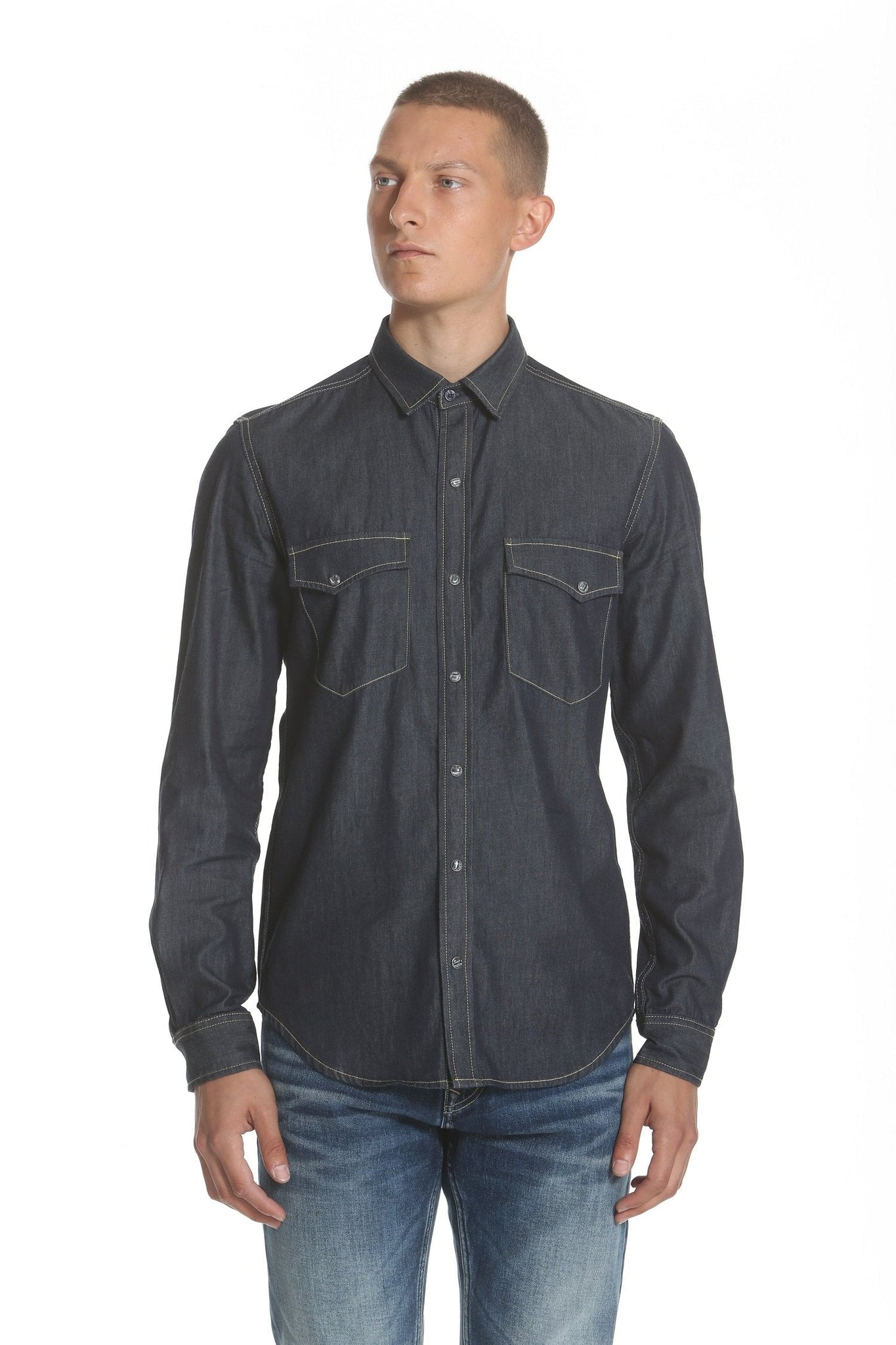 Load image into Gallery viewer, Western Denim Shirt - Dark Indigo
