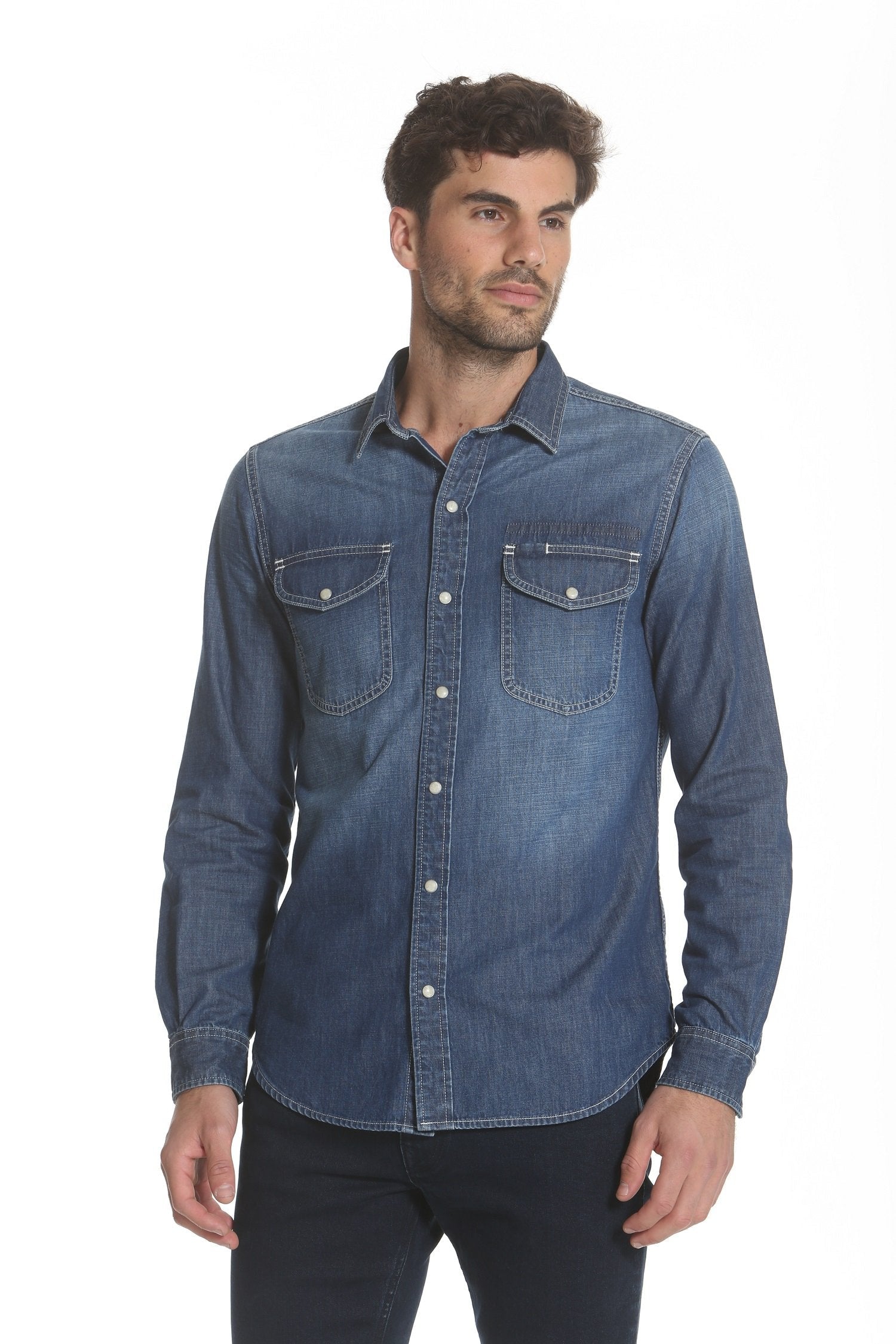 Western Denim Shirt - Medium Wash